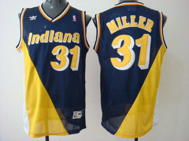  NBA Indiana Pacers 31 Reggie Miller Swingman Throwback Blue Yellow Jersey